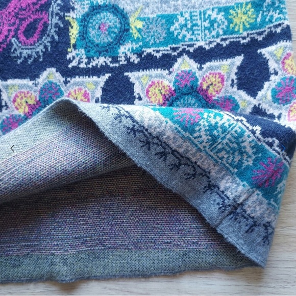 Akemi+Kin Anthropologie Kaleidoscope Sweater Dress Short Sleeve Floral Grey Sz.L - Picture 9 of 12